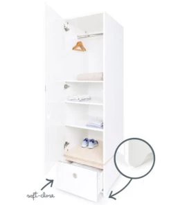 Wookids Armoires Enfant Armoire 1 Porte Façade Tiroir Blanc -Armoires enfant Soldes armoire 1 porte facade tiroir blanc 2