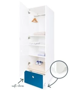 Wookids Armoires Enfant Armoire 1 Porte Façade Tiroir Bleu Marine -Armoires enfant Soldes armoire 1 porte facade tiroir bleu marine 2