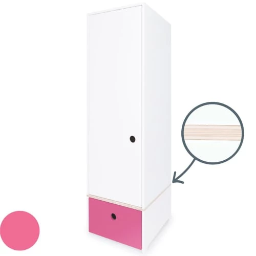 Wookids Armoires Enfant Armoire 1 Porte Façade Tiroir Fushia 4 Wookids Armoires Enfant Armoire 1 Porte Façade Tiroir Fushia – Image 2