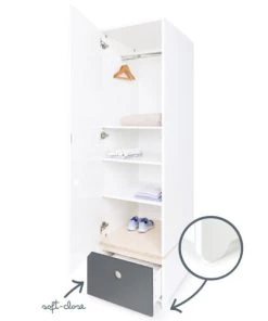 Wookids Armoires Enfant Armoire 1 Porte Façade Tiroir Gris Espace -Armoires enfant Soldes armoire 1 porte facade tiroir gris espace 2
