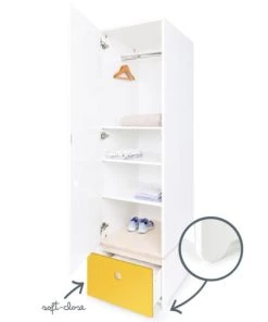 Wookids Armoires Enfant Armoire 1 Porte Façade Tiroir Jaune -Armoires enfant Soldes armoire 1 porte facade tiroir jaune 2