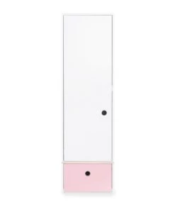 Wookids Armoires Enfant Armoire 1 Porte Façade Tiroir Rose Pastel