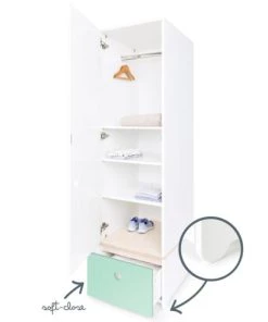 Wookids Armoires Enfant Armoire 1 Porte Façade Tiroir Vert Menthe 10 Wookids Armoires Enfant Armoire 1 Porte Façade Tiroir Vert Menthe -Armoires enfant Soldes armoire 1 porte facade tiroir vert menthe 2