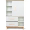Wookids Armoires Enfant Armoire 147cm 1 Porte 2 Tiroirs Blanc