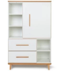 Wookids Armoires Enfant Armoire 147cm 1 Porte 2 Tiroirs Blanc