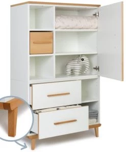 Wookids Armoires Enfant Armoire 147cm 1 Porte 2 Tiroirs Blanc -Armoires enfant Soldes armoire 147cm 1 porte 2 tiroirs blanc 4