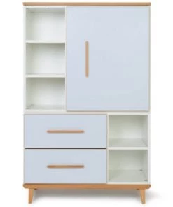 Wookids Armoires Enfant Armoire 147cm 1 Porte 2 Tiroirs Bleu Ciel
