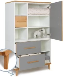 Wookids Armoires Enfant Armoire 147cm 1 Porte 2 Tiroirs Gris Ardoise -Armoires enfant Soldes armoire 147cm 1 porte 2 tiroirs gris ardoise 2
