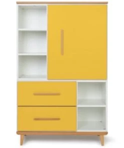 Wookids Armoires Enfant Armoire 147cm 1 Porte 2 Tiroirs Gris Ardoise -Armoires enfant Soldes armoire 147cm 1 porte 2 tiroirs jaune soleil