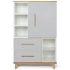 Wookids Armoires Enfant Armoire 147cm 1 Porte 2 Tiroirs Manhattan Gris