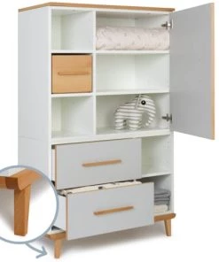 Wookids Armoires Enfant Armoire 147cm 1 Porte 2 Tiroirs Manhattan Gris -Armoires enfant Soldes armoire 147cm 1 porte 2 tiroirs manhattan gris 2