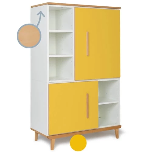 Wookids Armoires Enfant Armoire 147cm 2 Portes Jaune Soleil 4 Wookids Armoires Enfant Armoire 147cm 2 Portes Jaune Soleil – Image 2