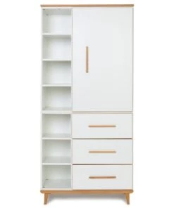 Wookids Armoires Enfant Armoire 198cm 1 Porte 3 Tiroirs Blanc