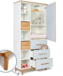 Wookids Armoires Enfant Armoire 198cm 1 Porte 3 Tiroirs Bleu Ciel -Armoires enfant Soldes armoire 198cm 1 porte 3 tiroirs bleu ciel 2