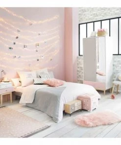 Maisons Du Monde Armoires Armoire 2 Portes 1 Tiroir Blanc Avec Miroir -Armoires enfant Soldes armoire 2 portes 1 tiroir blanc avec miroir 1000 11 33 150257 4