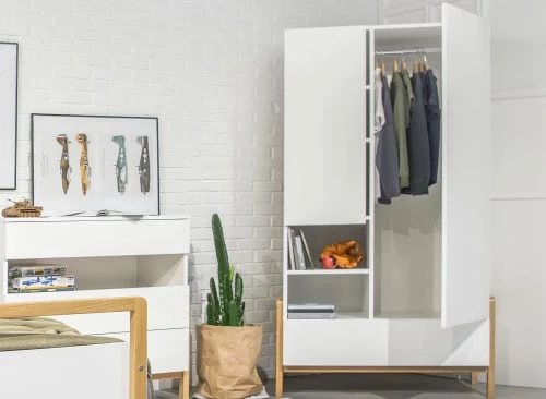 Nateo Concept Armoires Enfant Armoire 2 Portes 1 Tiroir Blanc Et Chêne 4 Nateo Concept Armoires Enfant Armoire 2 Portes 1 Tiroir Blanc Et Chêne – Image 2