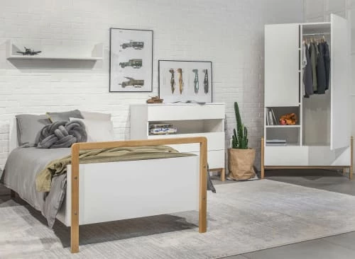 Nateo Concept Armoires Enfant Armoire 2 Portes 1 Tiroir Blanc Et Chêne 5 Nateo Concept Armoires Enfant Armoire 2 Portes 1 Tiroir Blanc Et Chêne – Image 3