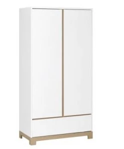 Nateo Concept Armoires Enfant Armoire 2 Portes 1 Tiroir Blanc Et Chêne Clair