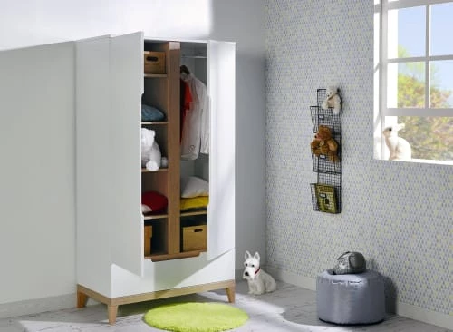 Nateo Concept Armoires Enfant Armoire 2 Portes 1 Tiroir Blanc Et Hêtre 5 Nateo Concept Armoires Enfant Armoire 2 Portes 1 Tiroir Blanc Et Hêtre – Image 3