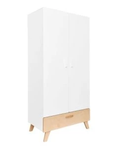 Bellamy Armoires Enfant Armoire 2 Portes 1 Tiroir Blanc Naturel