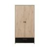 Terre De Nuit Armoires Enfant Armoire 2 Portes 1 Tiroir En Bois Imitation Chêne Clair Et Noir 200cm