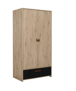 Terre De Nuit Armoires Enfant Armoire 2 Portes 1 Tiroir En Bois Imitation Chêne Clair Et Noir 200cm 7 Terre De Nuit Armoires Enfant Armoire 2 Portes 1 Tiroir En Bois Imitation Chêne Clair Et Noir 200cm -Armoires enfant Soldes armoire 2 portes 1 tiroir en bois imitation chene clair et noir 200cm 2