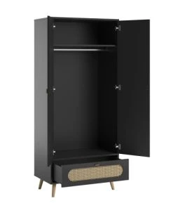 Vox Armoires Enfant Armoire 2 Portes 1 Tiroir Noir -Armoires enfant Soldes armoire 2 portes 1 tiroir noir 2