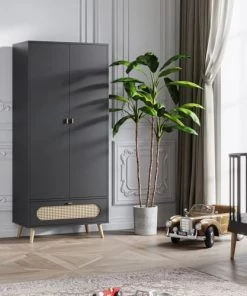 Vox Armoires Enfant Armoire 2 Portes 1 Tiroir Noir -Armoires enfant Soldes armoire 2 portes 1 tiroir noir 3