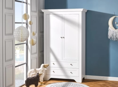 Nateo Concept Armoires Enfant Armoire 2 Portes 2 Tiroirs Blanc 5 Nateo Concept Armoires Enfant Armoire 2 Portes 2 Tiroirs Blanc – Image 3