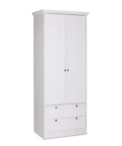 Terre De Nuit Armoires Enfant Armoire 2 Portes 2 Tiroirs En Bois Blanc 200cm