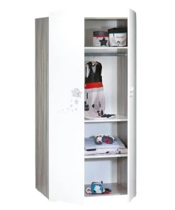 BabyPrice Armoires Enfant Armoire 2 Portes Bébé 175x85x56cm En Bois Blanc -Armoires enfant Soldes armoire 2 portes bebe 175x85x56cm en bois blanc 2