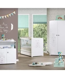 BabyPrice Armoires Enfant Armoire 2 Portes Bébé 175x85x56cm En Mélamine Blanc -Armoires enfant Soldes armoire 2 portes bebe 175x85x56cm en melamine blanc 2