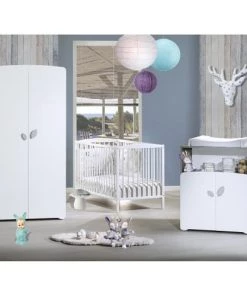 BabyPrice Armoires Enfant Armoire 2 Portes Bébé 175x86x56cm En Bois Gris -Armoires enfant Soldes armoire 2 portes bebe 175x86x56cm en bois gris 2