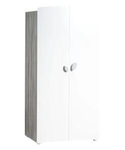 BabyPrice Armoires Enfant Armoire 2 Portes Bébé 175x86x56cm En Bois Gris