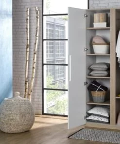 Nateo Concept Armoires Enfant Armoire 2 Portes Blanc Et Chêne Clair 9 Nateo Concept Armoires Enfant Armoire 2 Portes Blanc Et Chêne Clair -Armoires enfant Soldes armoire 2 portes blanc et chene clair 3