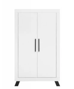 Bopita Armoires Enfant Armoire 2-portes Blanc/noir En MDF, Panneaux De Particules Et Hêtre