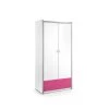 Terre De Nuit Armoires Enfant Armoire 2 Portes Blanche Et Rose Fuchsia 202cm -Armoires enfant Soldes armoire 2 portes blanche et rose fuchsia 202cm