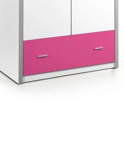 Terre De Nuit Armoires Enfant Armoire 2 Portes Blanche Et Rose Fuchsia 202cm -Armoires enfant Soldes armoire 2 portes blanche et rose fuchsia 202cm 2