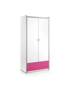 Terre De Nuit Armoires Enfant Armoire 2 Portes Blanche Et Rose Fuchsia 202cm