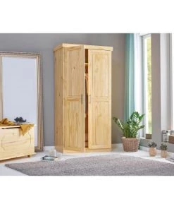 Altobuy Armoires Enfant Armoire 2 Portes Bois Massif Naturel -Armoires enfant Soldes armoire 2 portes bois massif naturel 4