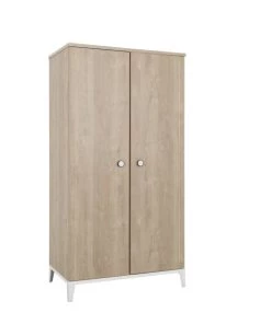 Calicosy Armoires Enfant Armoire 2 Portes Décor Bois Et Blanc Bébé - 102 X 195cm -Armoires enfant Soldes armoire 2 portes decor bois et blanc bebe 102 x 195cm 3