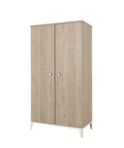 Calicosy Armoires Enfant Armoire 2 Portes Décor Bois Et Blanc Bébé - 102 X 195cm -Armoires enfant Soldes armoire 2 portes decor bois et blanc bebe 102 x 195cm 4