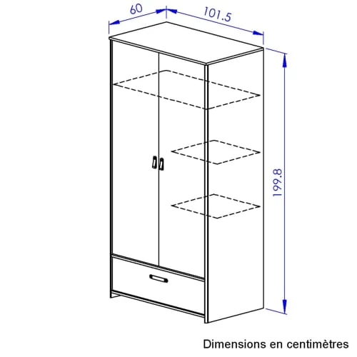 Gami Armoires Enfant Armoire 2 Portes Effet Bois Marron Avec 1 Tiroir Chêne Noir 7 Gami Armoires Enfant Armoire 2 Portes Effet Bois Marron Avec 1 Tiroir Chêne Noir – Image 5