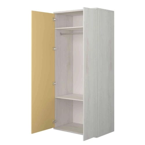 Terre De Nuit Armoires Enfant Armoire 2 Portes En Bois Gris Clair Et Jaune 223cm 4 Terre De Nuit Armoires Enfant Armoire 2 Portes En Bois Gris Clair Et Jaune 223cm – Image 2