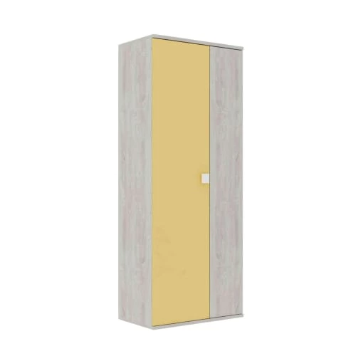 Terre De Nuit Armoires Enfant Armoire 2 Portes En Bois Gris Clair Et Jaune 223cm 3 Terre De Nuit Armoires Enfant Armoire 2 Portes En Bois Gris Clair Et Jaune 223cm