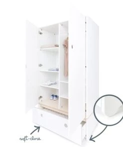 Wookids Armoires Enfant Armoire 2 Portes Façade Tiroir Blanc -Armoires enfant Soldes armoire 2 portes facade tiroir blanc 2