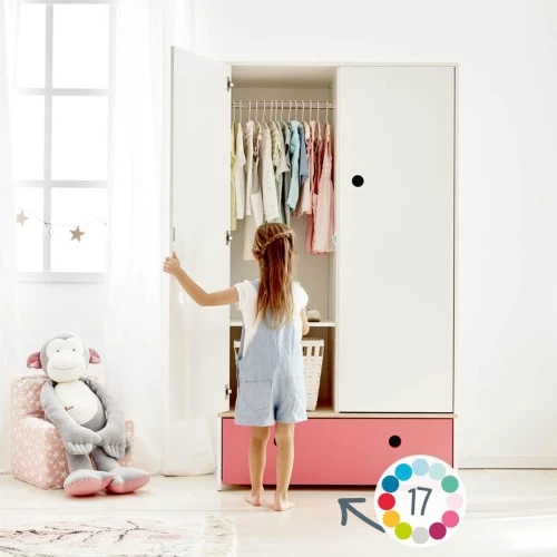Wookids Armoires Enfant Armoire 2 Portes Façade Tiroir Bleu Ciel 6 Wookids Armoires Enfant Armoire 2 Portes Façade Tiroir Bleu Ciel – Image 4