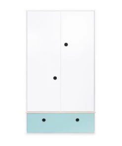 Wookids Armoires Enfant Armoire 2 Portes Façade Tiroir Bleu Ciel