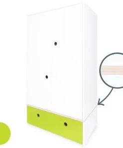 Wookids Armoires Enfant Armoire 2 Portes Façade Tiroir Citron Vert -Armoires enfant Soldes armoire 2 portes facade tiroir citron vert 1