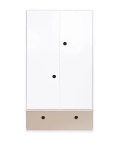 Wookids Armoires Enfant Armoire 2 Portes Façade Tiroir Gris Chaud